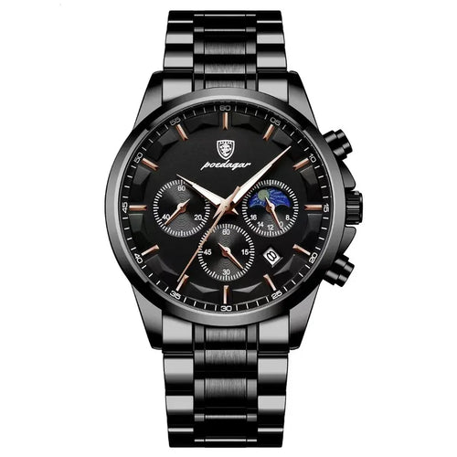 Torero 928 moonphase chronograph watch, black case, black dial